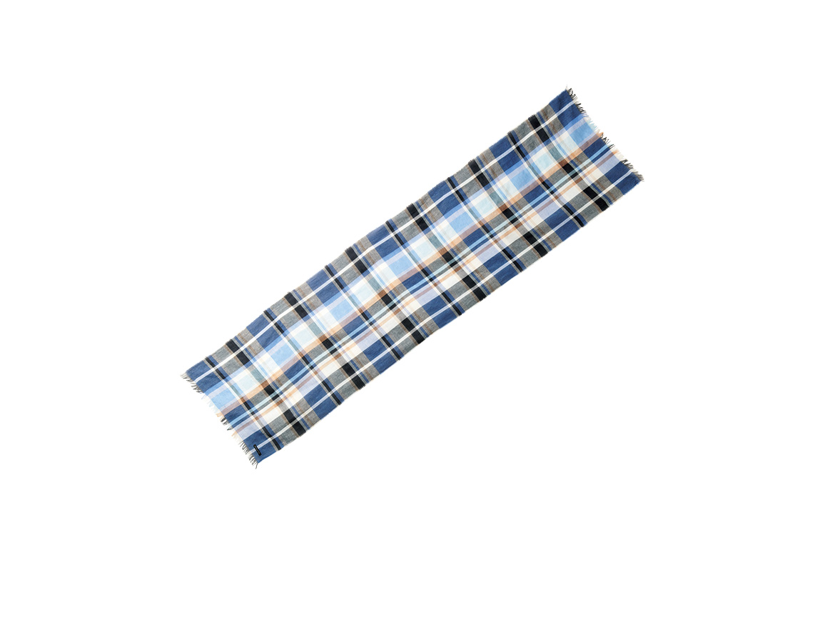 麻混チェックストール(61_ブルー): ｜ カタログ通販のハルメク