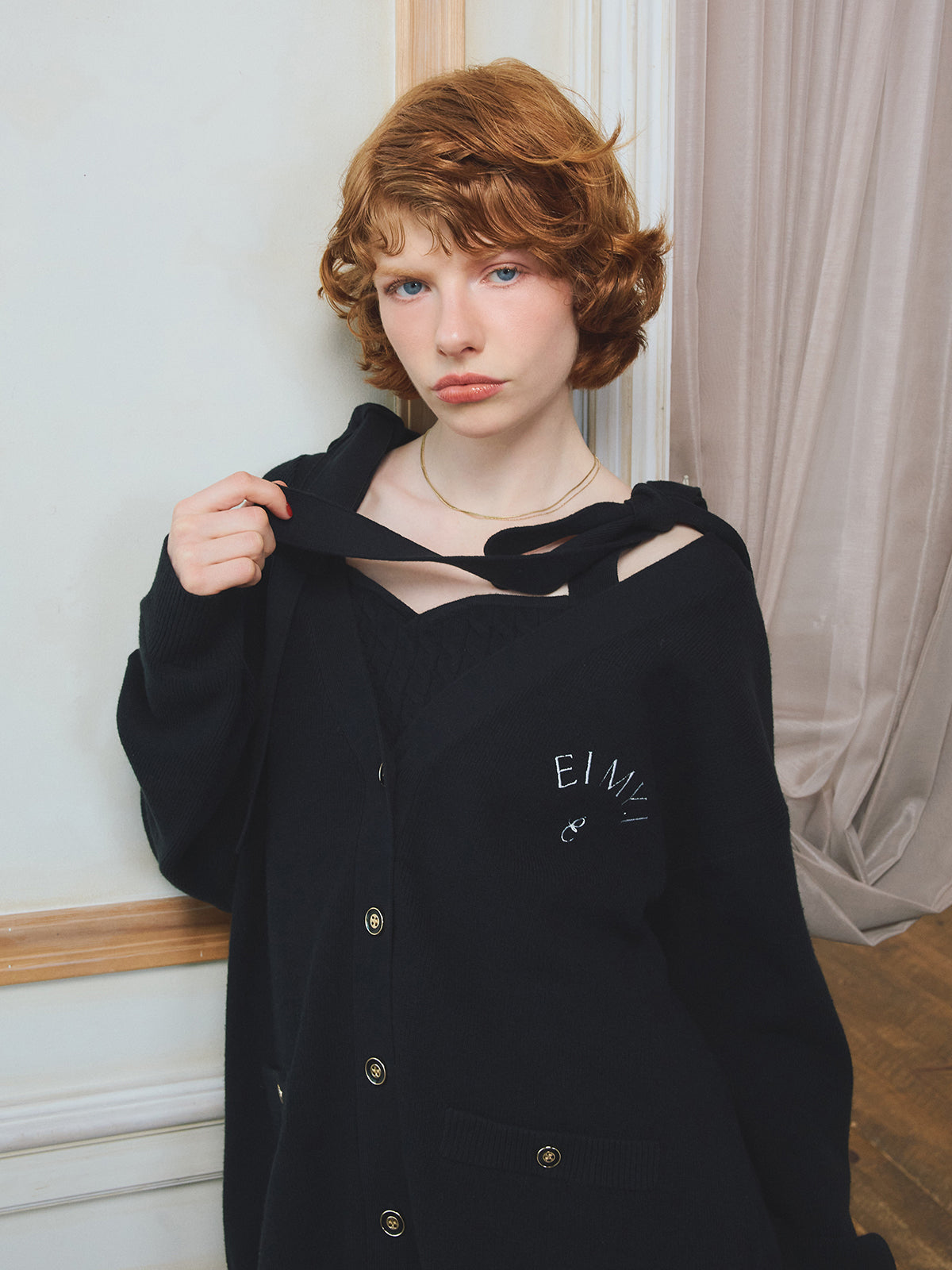 PRE ORDER】EIMYロゴカーデリボンニットセットワンピース