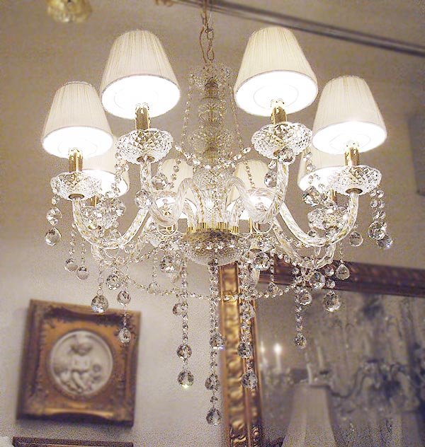 LA LUCE】アスフールクリスタルシェードシャンデリア 8灯 ゴールド