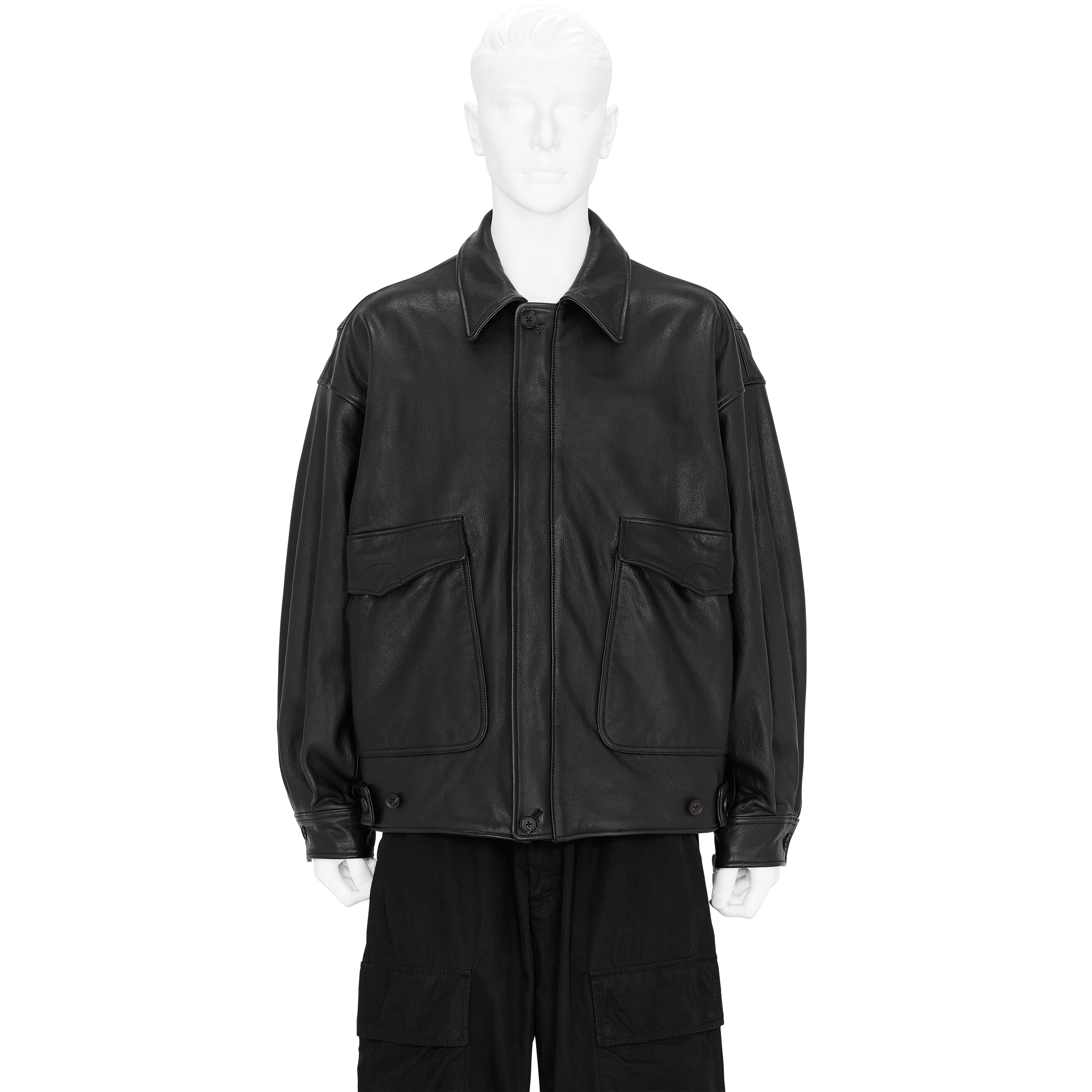 LEATHER FLIGHT JACKET BLACK - YOKE(ヨーク) - TOPS(トップス