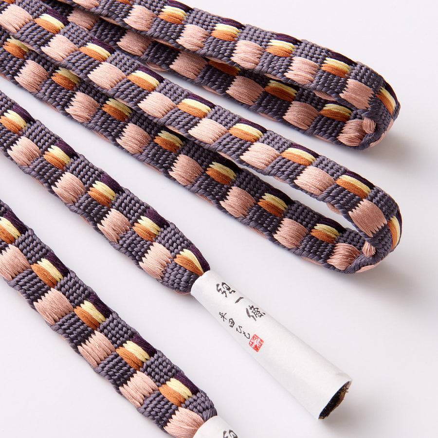 平田組紐 帯締め 綾竹鎧三色（濃） 虹色 – EMON