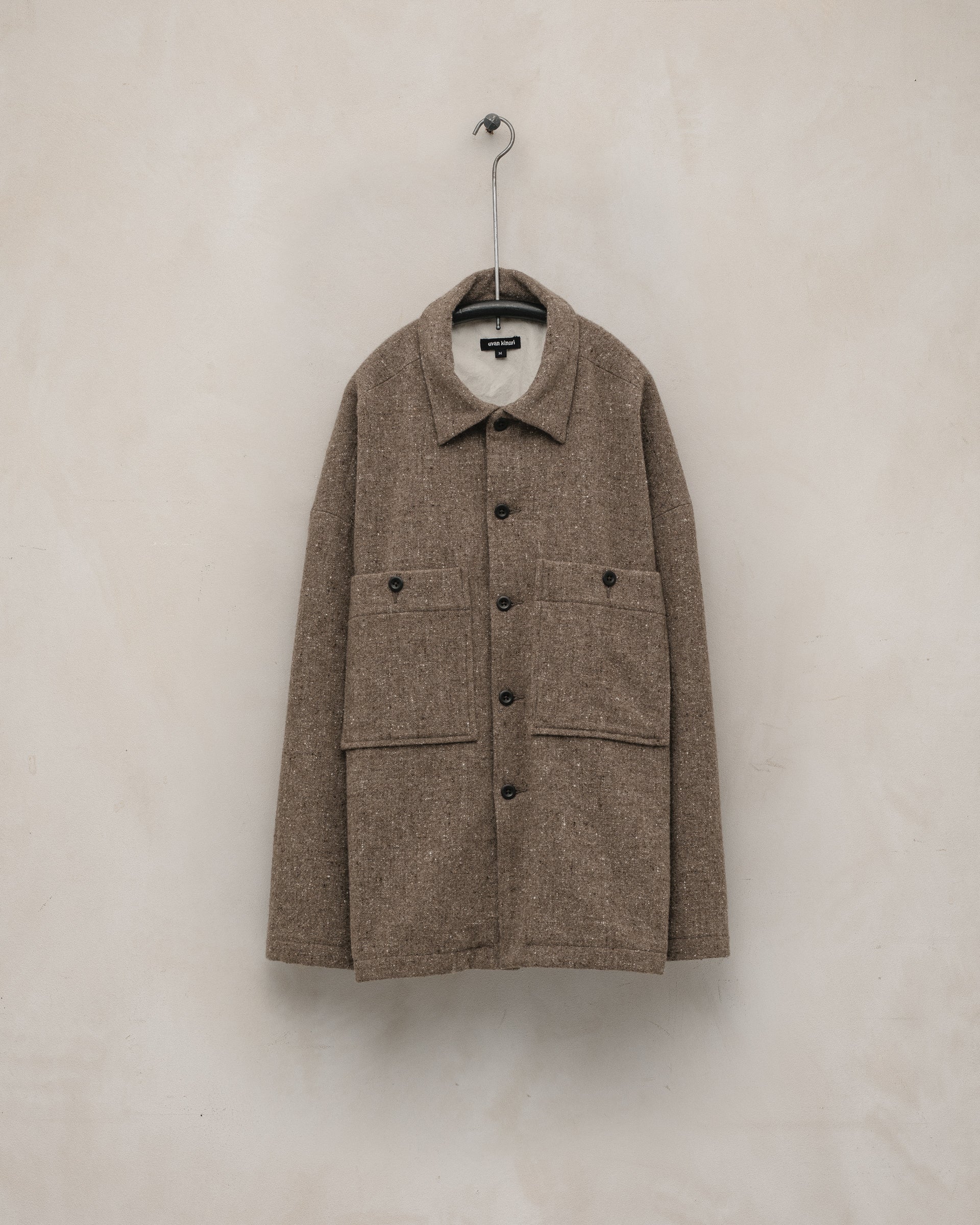 Zip Jacket Two - Undyed Wool Tweed, Dark Beige – evan kinori