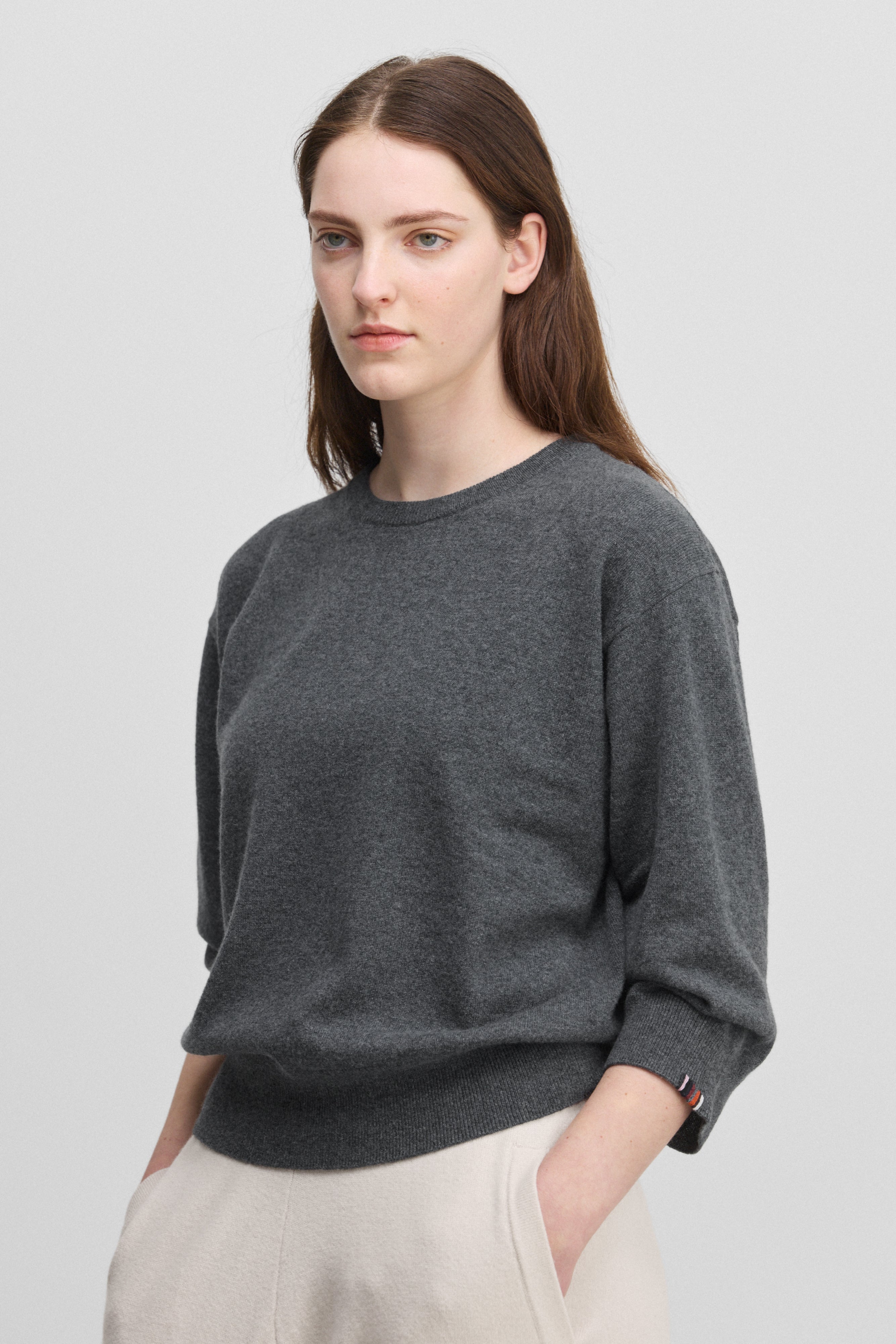 extreme cashmere 3/4 sleeve sweater light 398 jewel – extreme