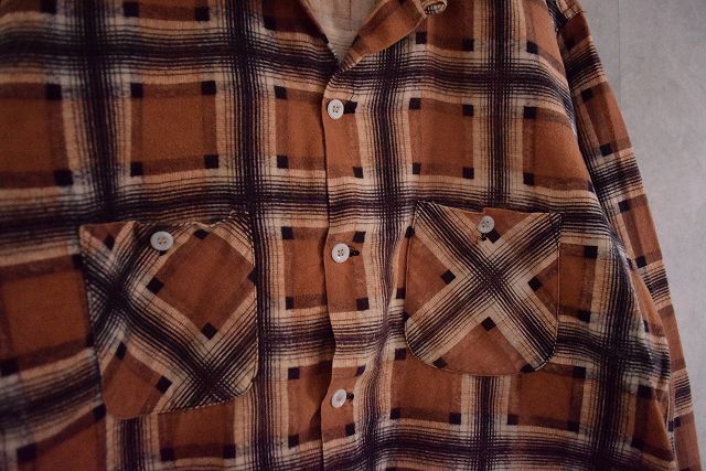 50's Sportswear プリントネル Shirt 50年代 スポーツウェア 開襟