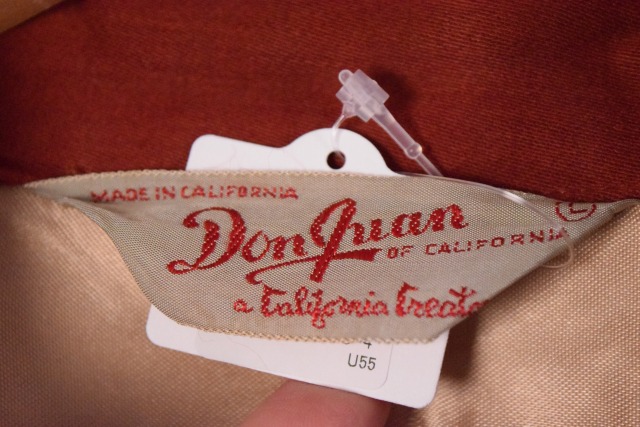 50年代 50s アメリカ製 ハンドステッチ ループカラー 開襟 長袖 赤