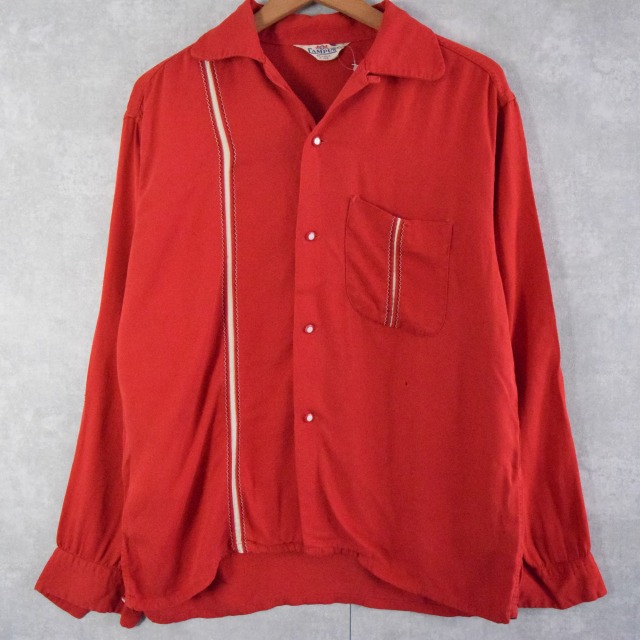 50s 50年代 キャンパス 赤 レッド レーヨンシャツ ギャバジン 開襟