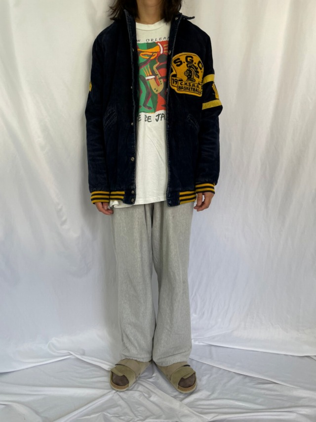 80年代 80s コーデュロイ ブルゾン アワードジャケット ネイビー 紺