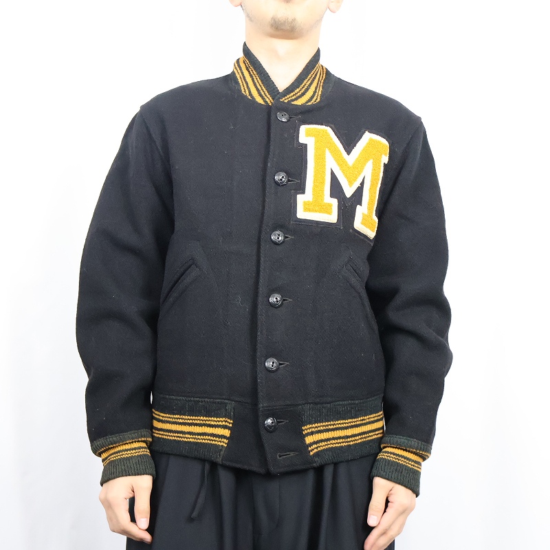 50s 50年代 スタジャン ボタスタ 黒 メルトン | ビンテージ古着屋Feeet