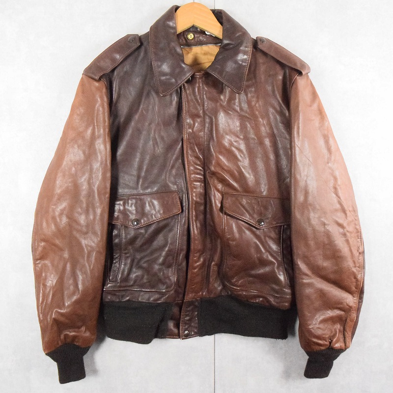 ショット 茶色 ブラウン フライトジャケット ミリタリータイプ