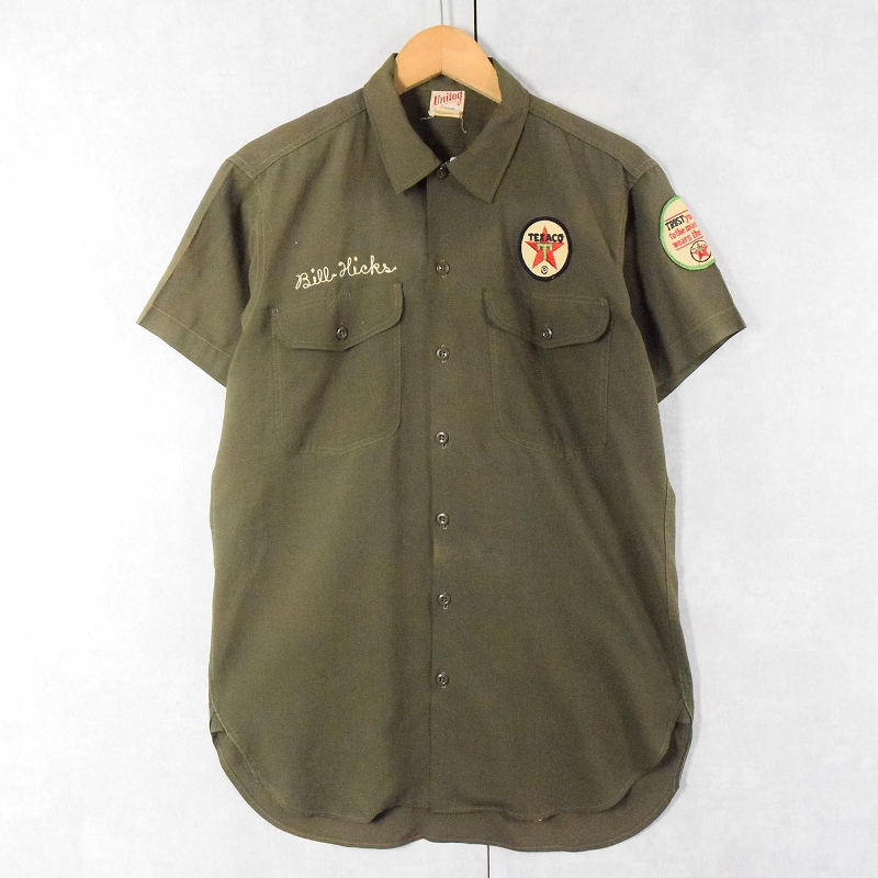 60s 60年代 半袖 カーキ オリーブ パッチ付き │ヴィテージ古着屋Feeet