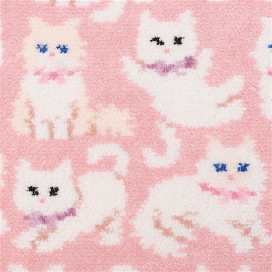 モフモフネコチャン ハンカチ(ペールピンク×ペールパープル): LOVERARY