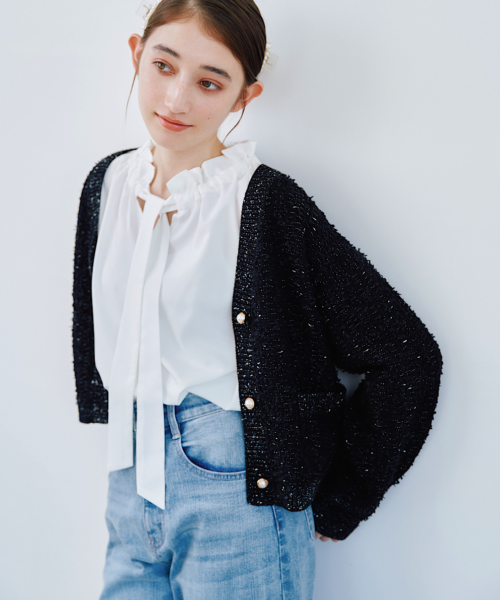 キラキラフェザーニットカーディガン｜Stola.（ストラ）公式通販サイト