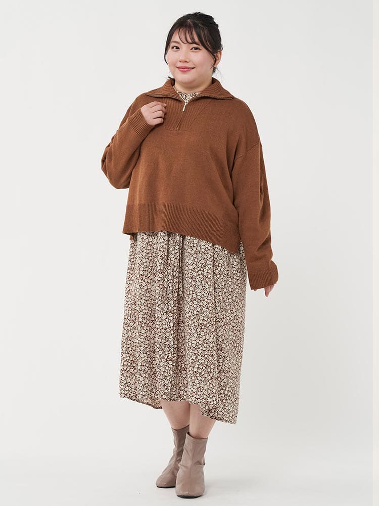 ブラウン ハーフジップニット | フォーエル公式通販