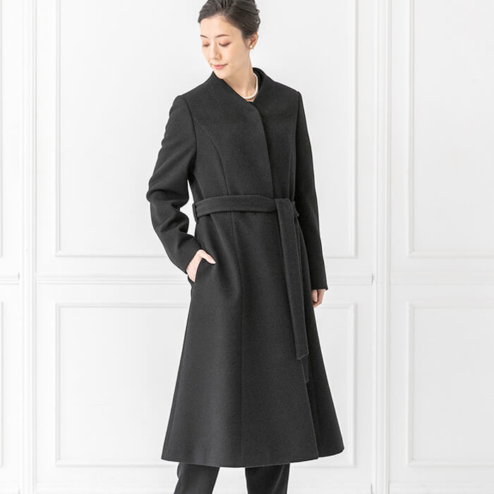 ウール100％のロングコート 9号・ブラック｜東京ソワールオンラインストア