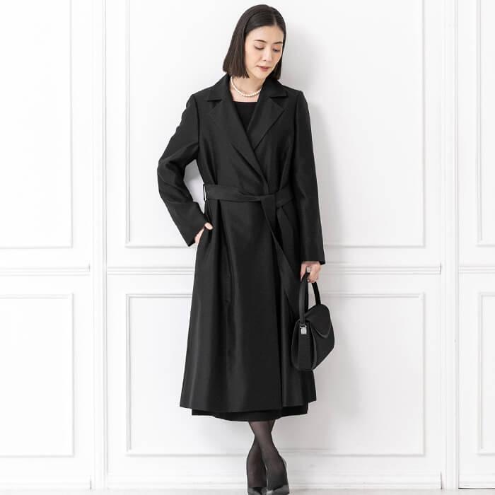 シャンタンのスプリングコート 13号・ブラック｜東京ソワール