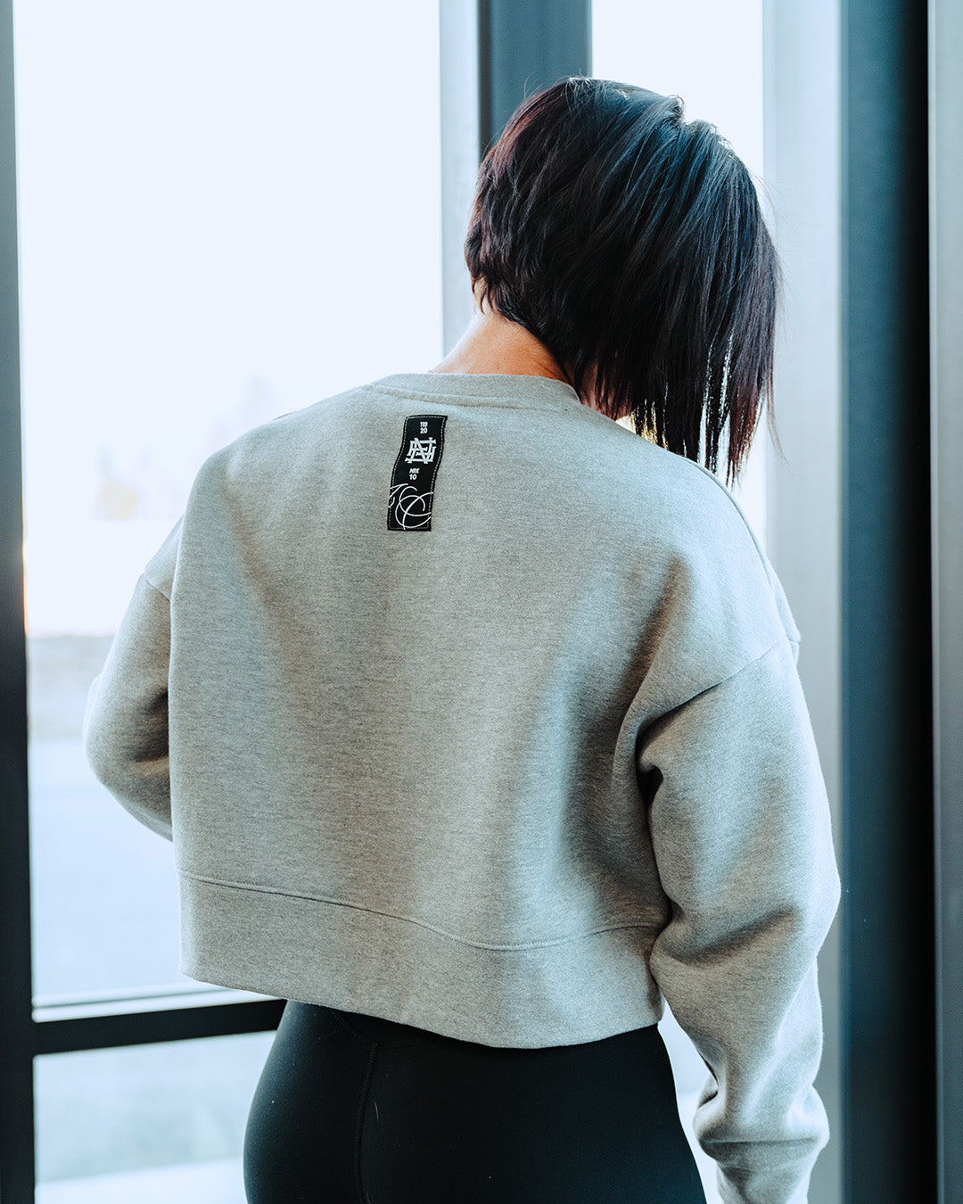 WOMENS OVERSIZED CROP CREWNECK - HEATHER GREY – FLAG NOR FAIL