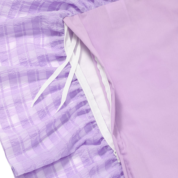 シアーチェック フリル 掛け布団カバー シングル パープル