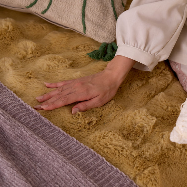 WARMY ポコモコファー 掛け布団カバー ダブル イエロー | Francfranc