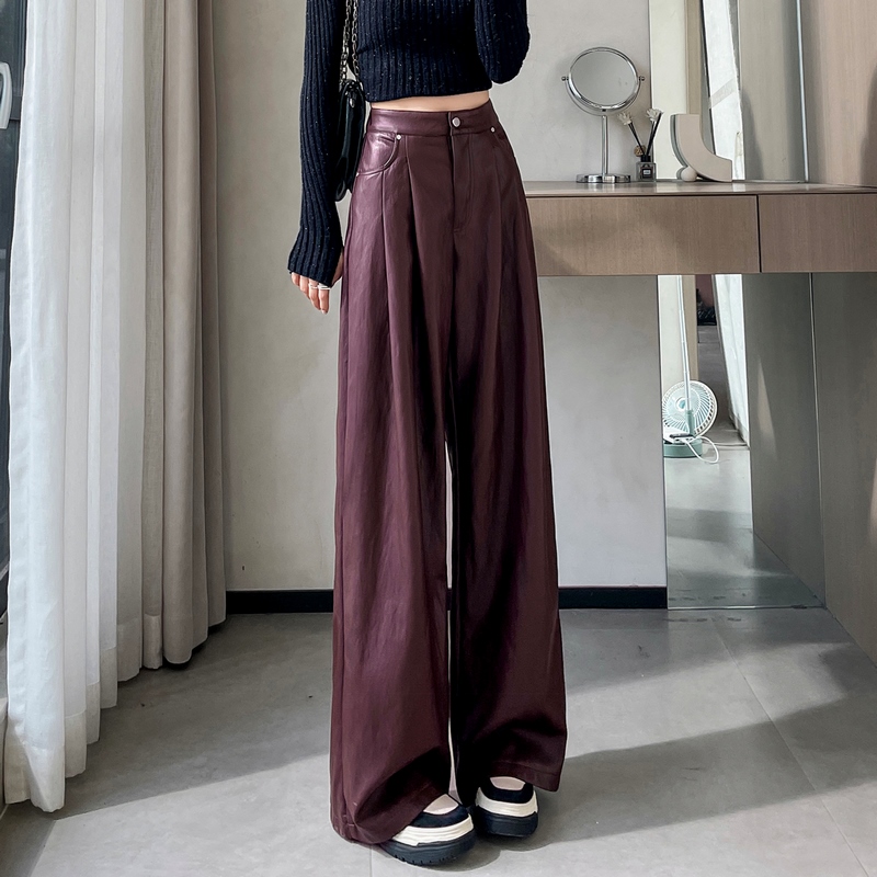 フェイクレザーワイドパンツ レディース|ワイドタックパンツ専門通販 Widey