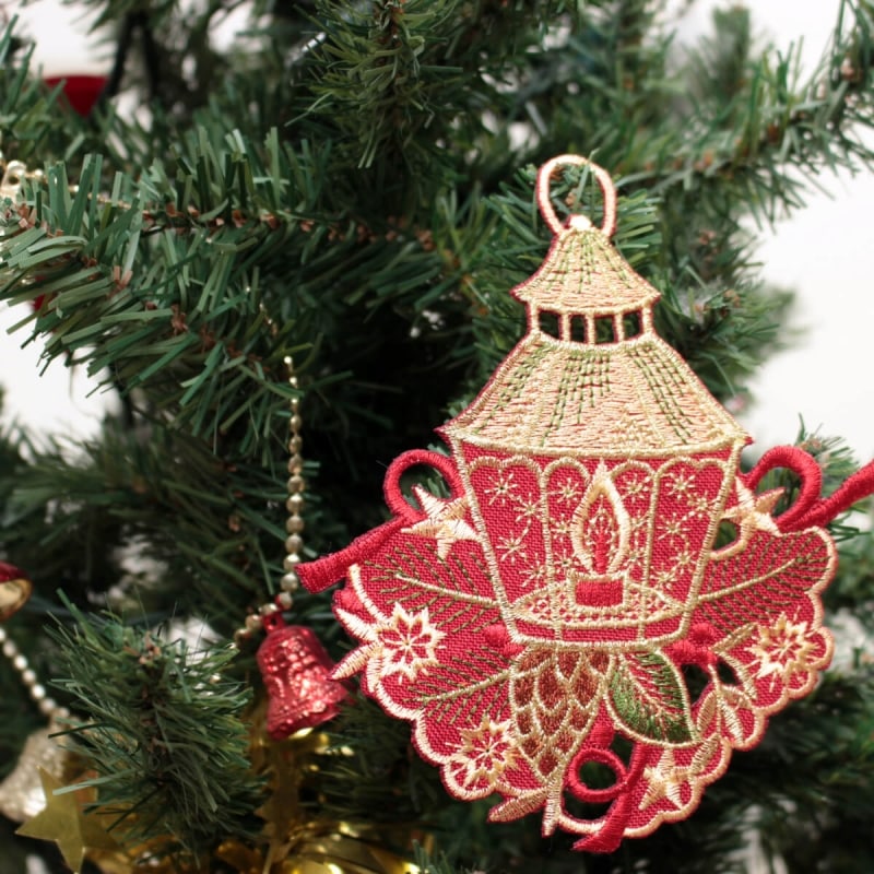 Xmas オーナメント（ランタン） 約16×12cm｜インテリアレース