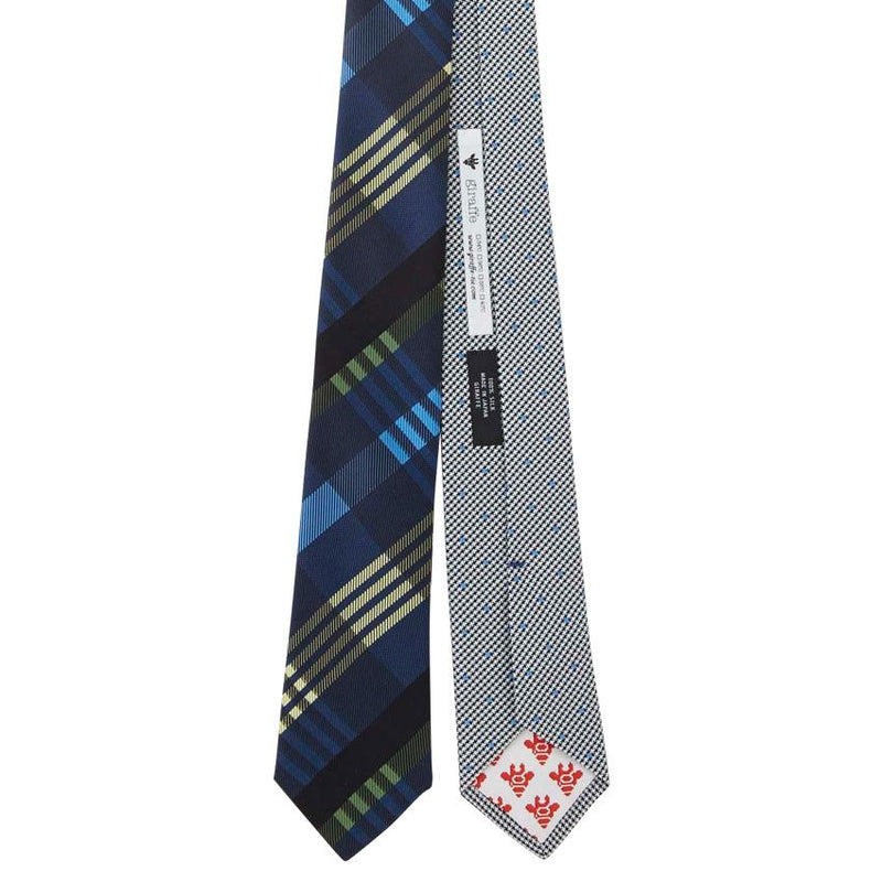 クールなところが魅力的｜リバーシブルチェック千鳥ドットタイ NAVY