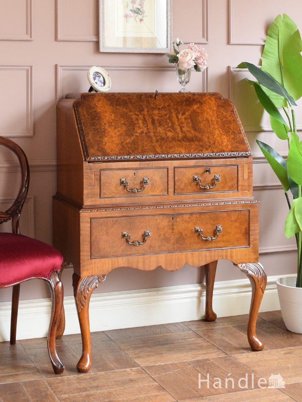 イギリスのアンティーク家具、使いやすい書斎机、ライティング