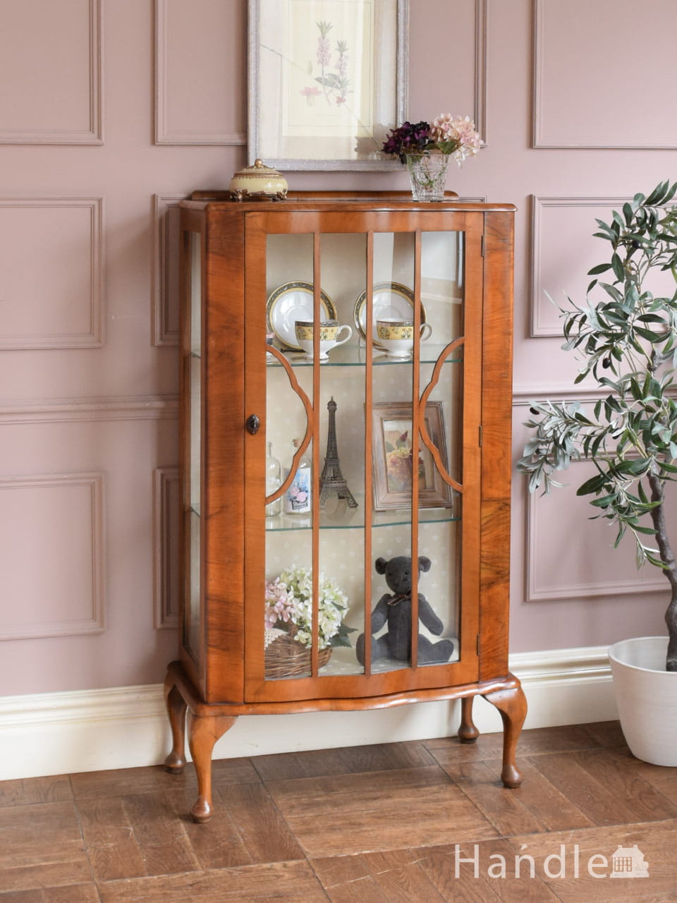 英国アンティークのおしゃれな本棚、観音開き扉のスタッキングブック