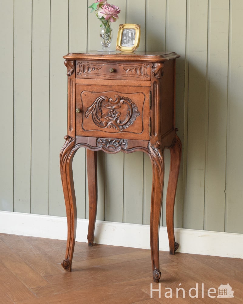 アンティークのサイドキャビネット、長い猫脚のフランスキャビネット(j