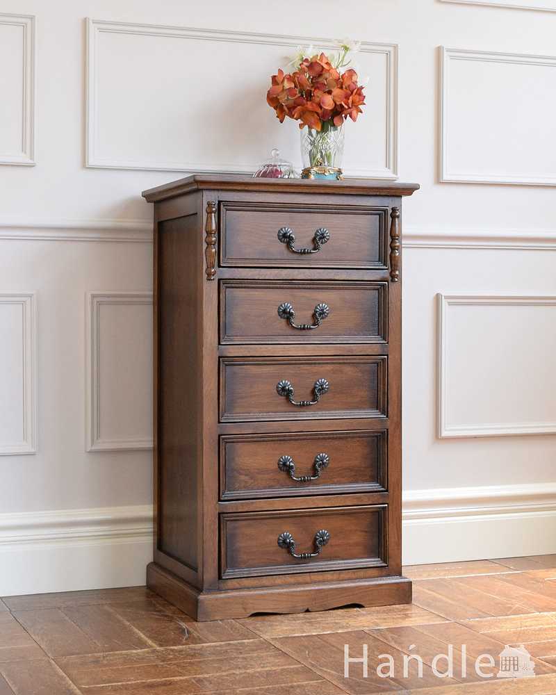 アンティーク風のスモールチェスト（5段）(y-117-f)｜アンティーク風