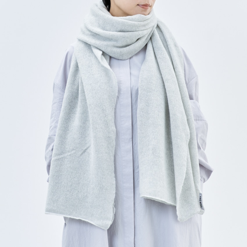 WOOL STUDIO カシミヤ100％の大判ストール ライトグレー: TORIYOSE