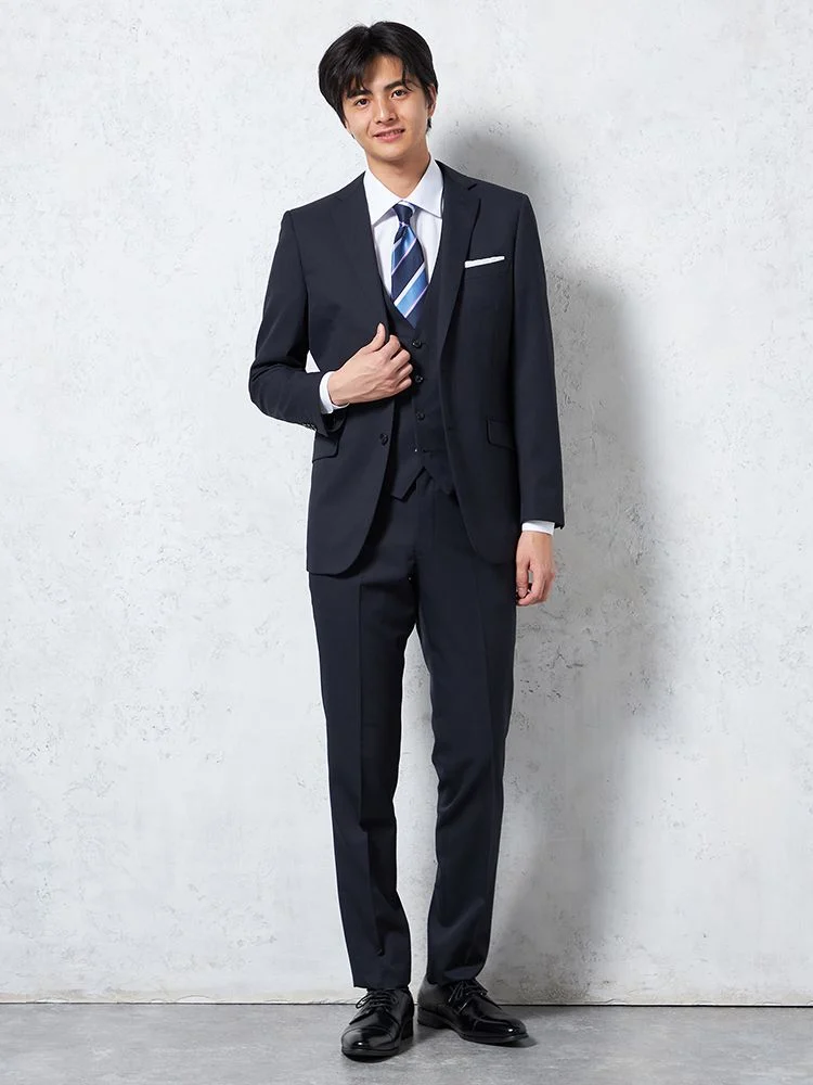 パンツウォッシャブル】スリーピーススーツ 2つボタン ウール混素材