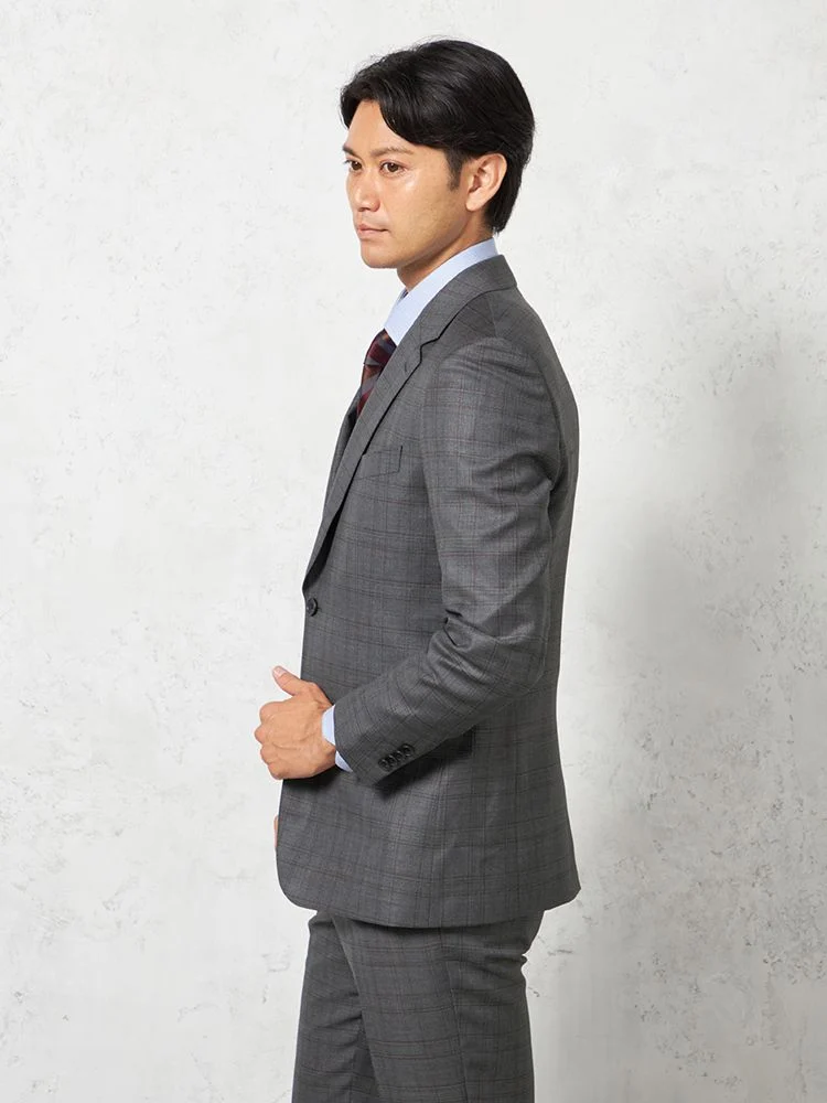 M．グレー 【ウール100%】スリーピーススーツ 2つボタン【REDA