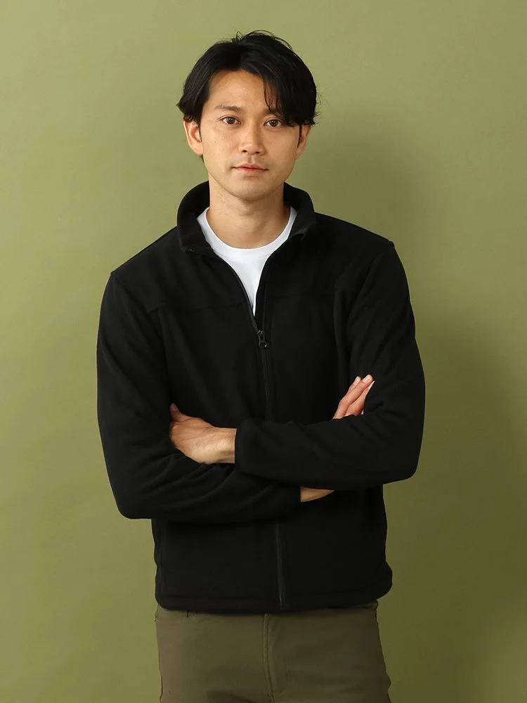 オレンジ 【発熱】長袖 フリース ジャケット サーモソーラー素材使用