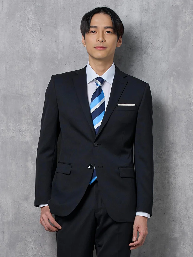 パンツウォッシャブル】2つボタン スーツ ブラック 無地 リクルート