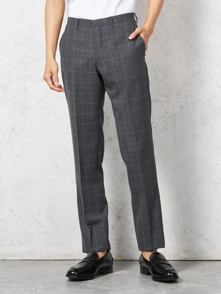 ウォッシャブル】パンツ スラックス ノータック スリム ウインドペン