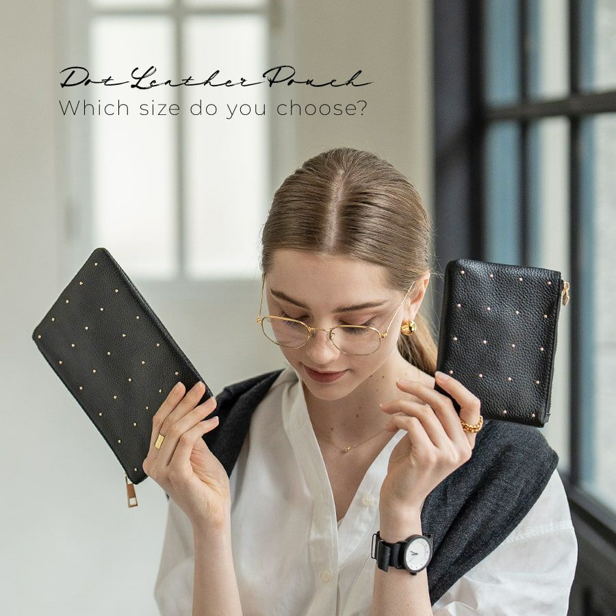 Dot leather pouch ドットレザーポーチ Mサイズ【在庫限り】 | HAYNI