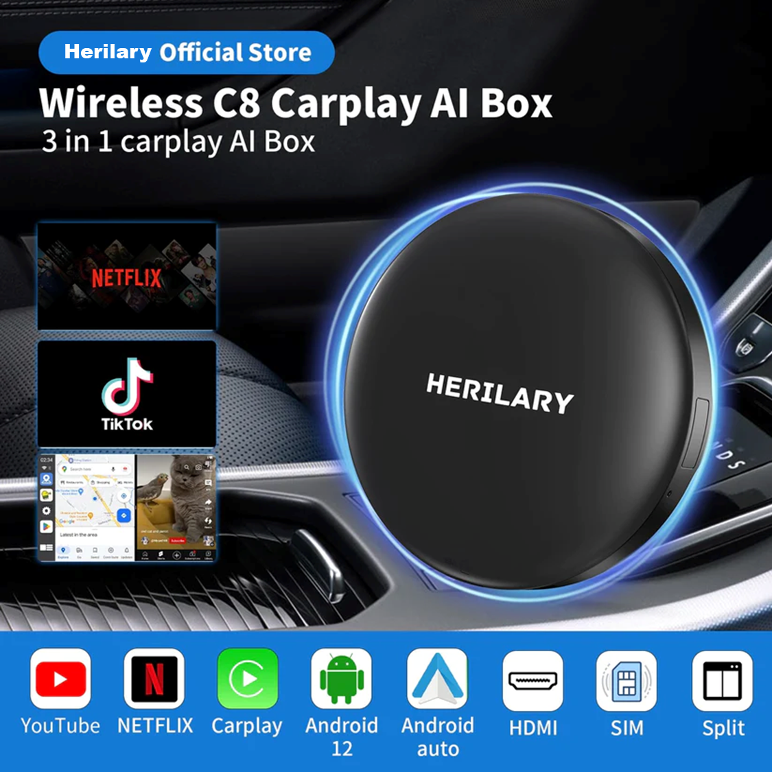 HERILARY C8 Wireless CarPlay 3 in 1 Ai Box – Herilary