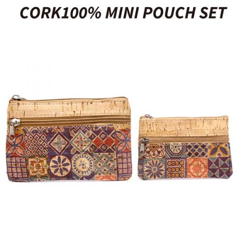 天然コルク100%素材のミニポーチセット ポルトガル産 / 地球環境と健康