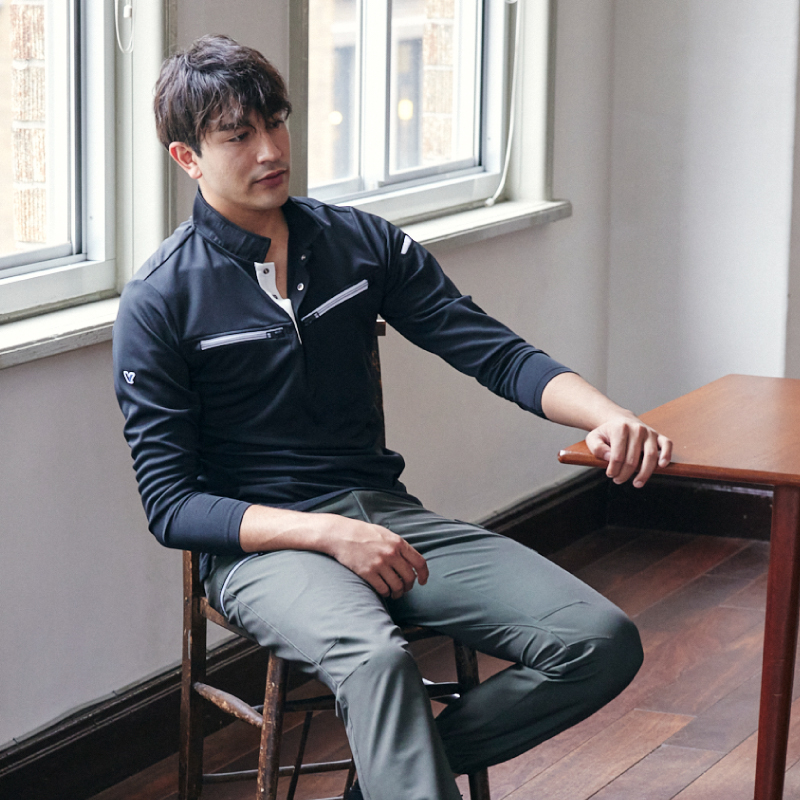 601ミニ衿長袖ポロシャツ - HOOH VILEA 作業着と電動ファン付き快適