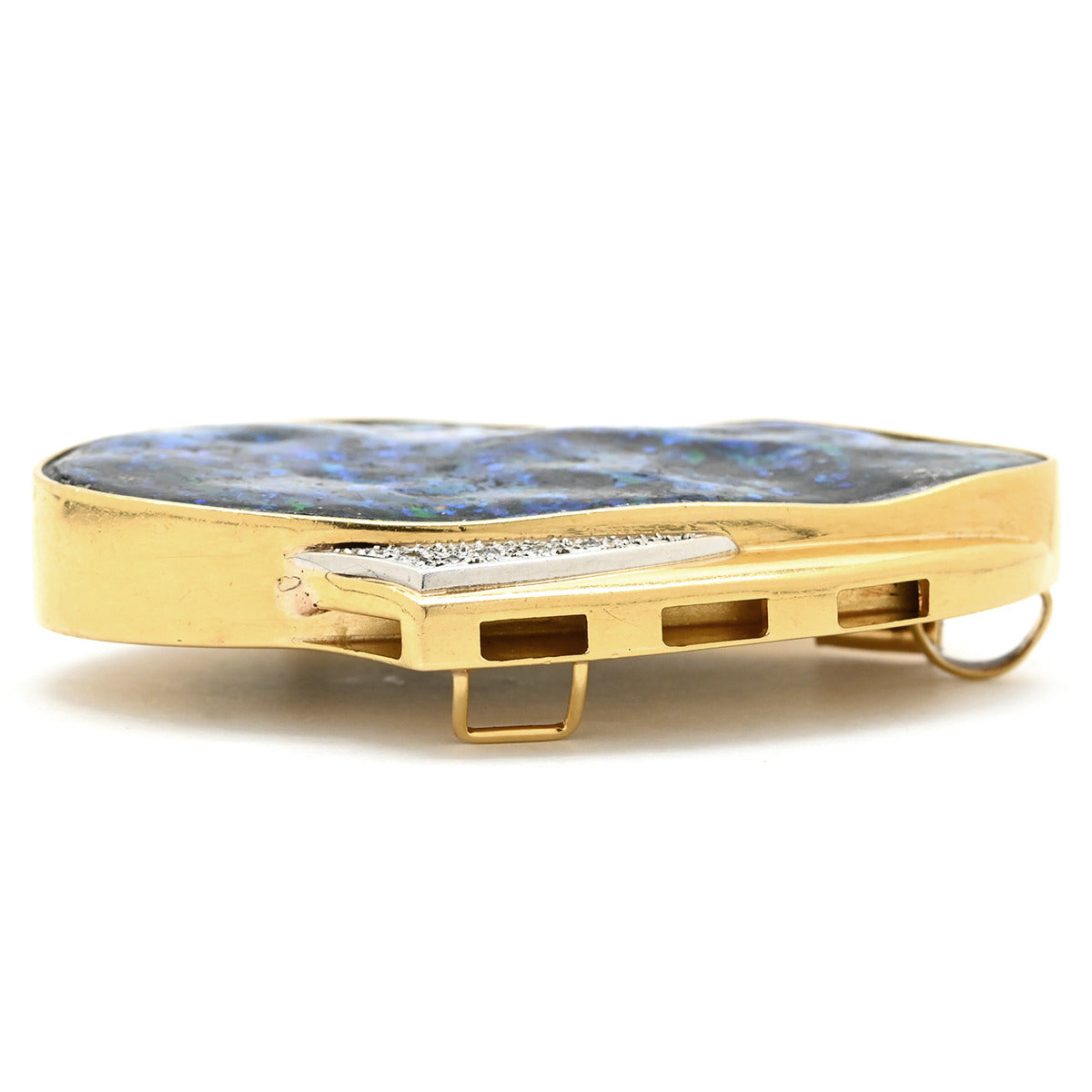 ノンブランド NON BRAND ボルダーオパール ブローチ ブルー×イエロー