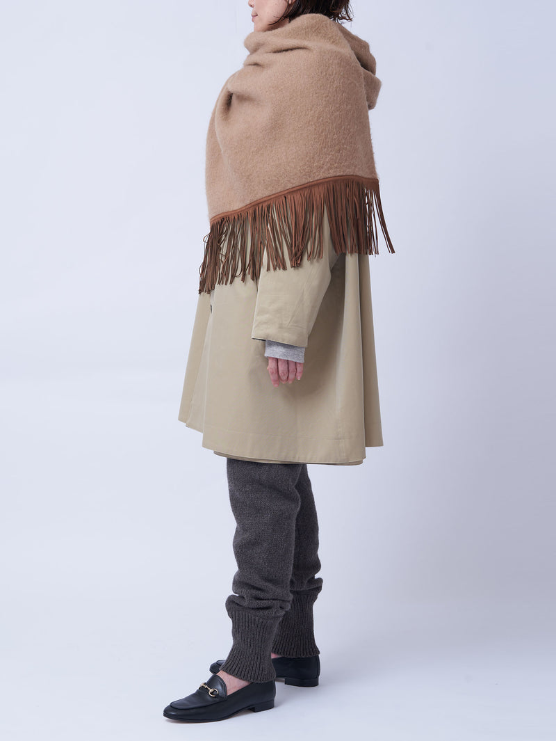 ASAUCE MELER | ベビーキャメル スエードフリンジストール – H+HELIOTROPE