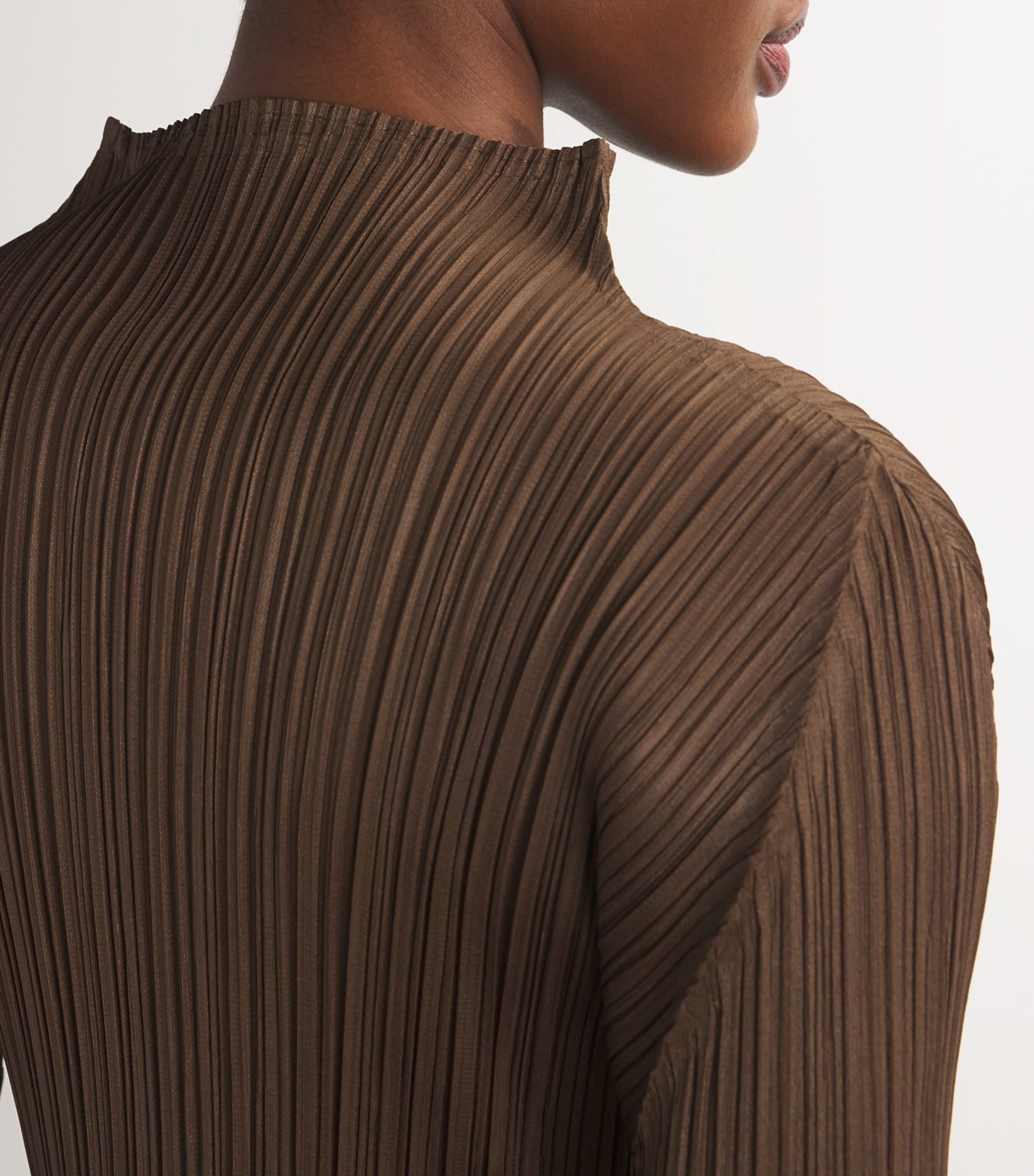 Pleats Please Issey Miyake Brown New Colorful Basics Long-Sleeve