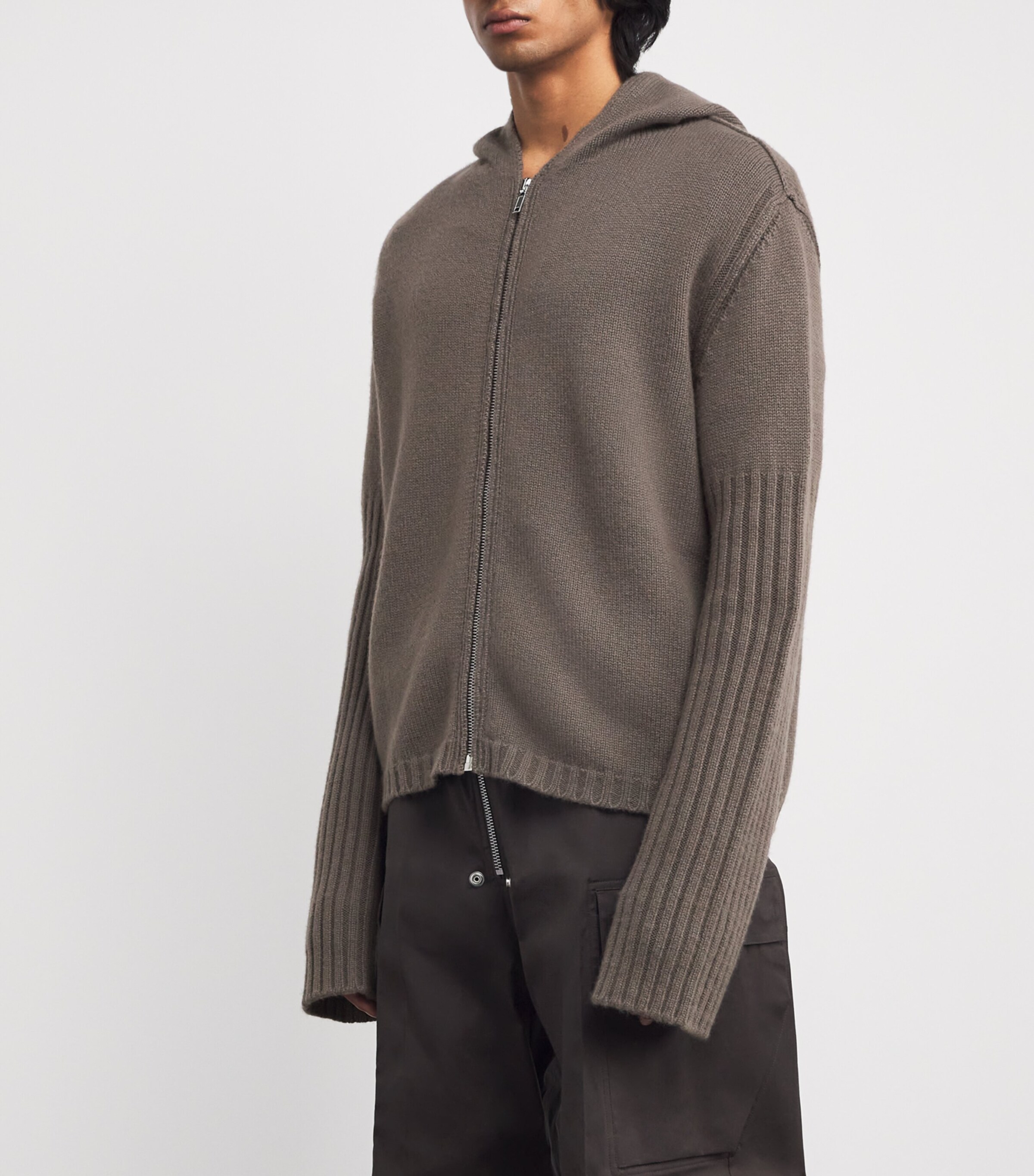 Rick Owens Brown Cashmere Zip-Up Hoodie | Harrods US