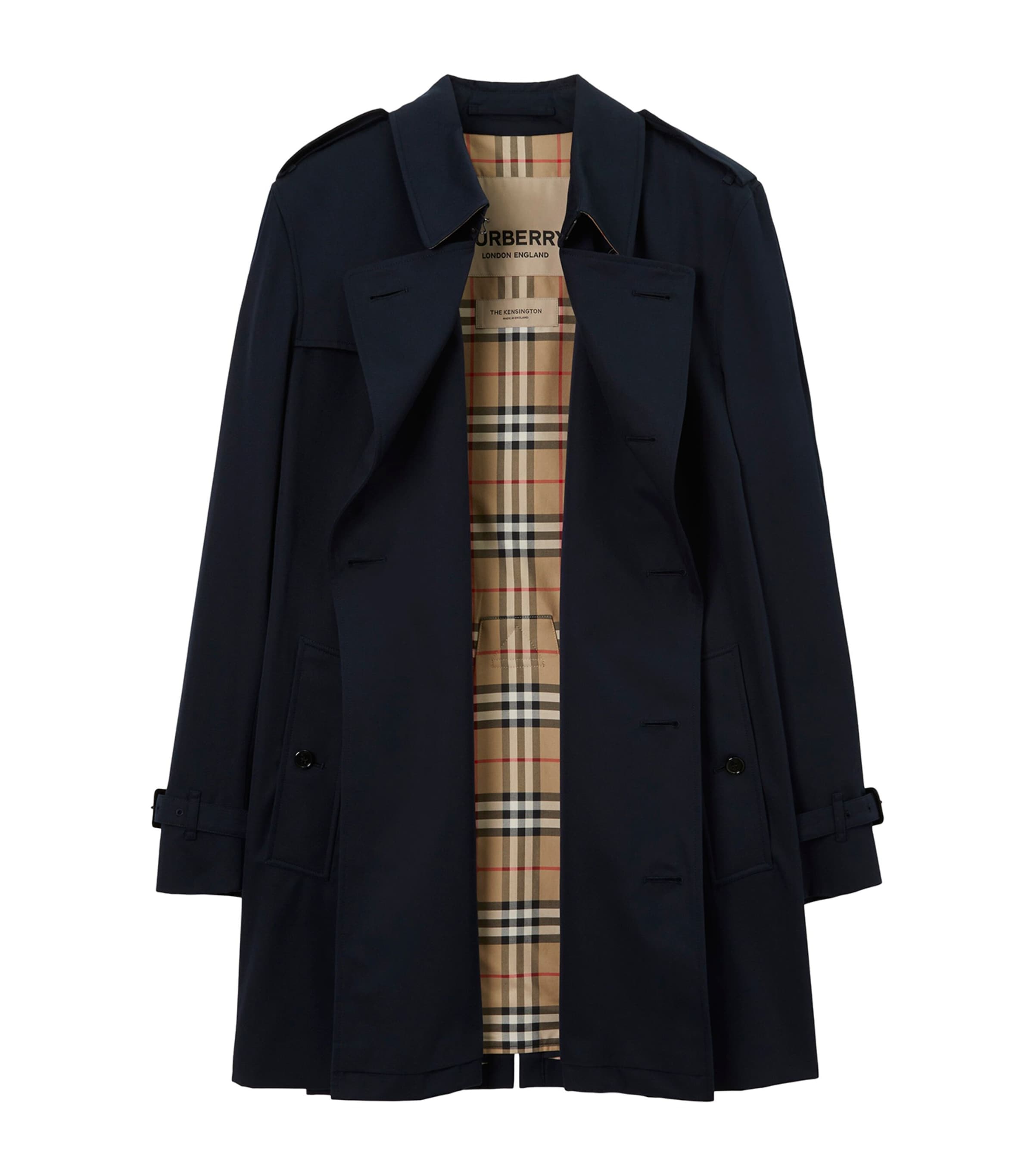 Burberry Blue Short Kensington Heritage Trench Coat | Harrods UK