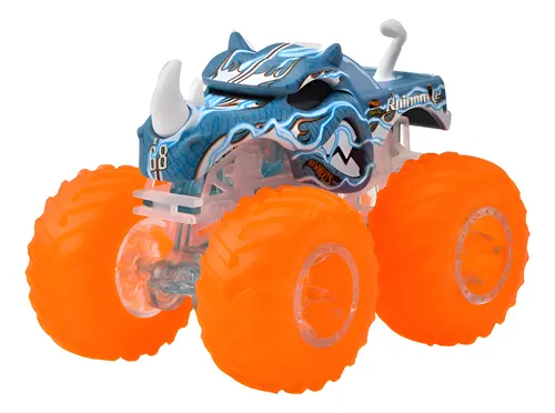 Hot Wheels Monster Trucks Rinoceronte Rhinomite Beast Basher Azul