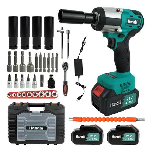 Chave De Impacto 13mm Brushless 500nm 2 Baterias Portátil Cor Azul