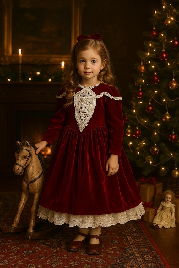 Vintage 1980s Jessica Mcclintock Gunne Sax Burgundy Velvet Dress