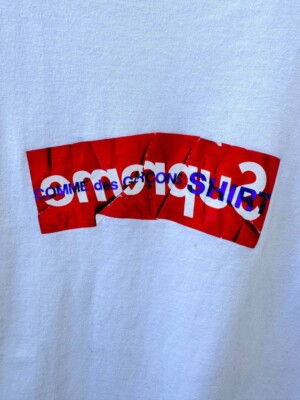 Supreme Comme Des Garcons CDG Shirt Box Logo Tee White Size L | eBay