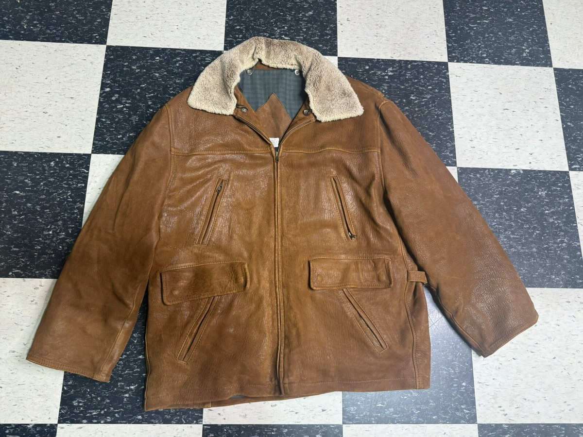 Vintage J.J. Farmer Suede Shearling Collar Bomber Jacket Made In
