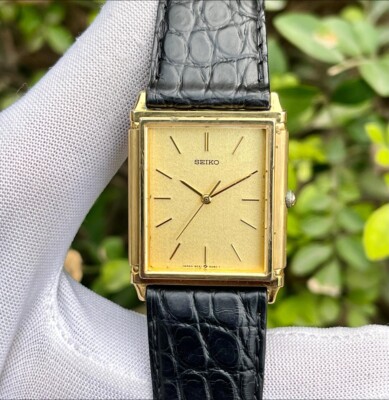 Vintage Seiko Sand Textured Dial JDM Tank Style Japan Men Quartz